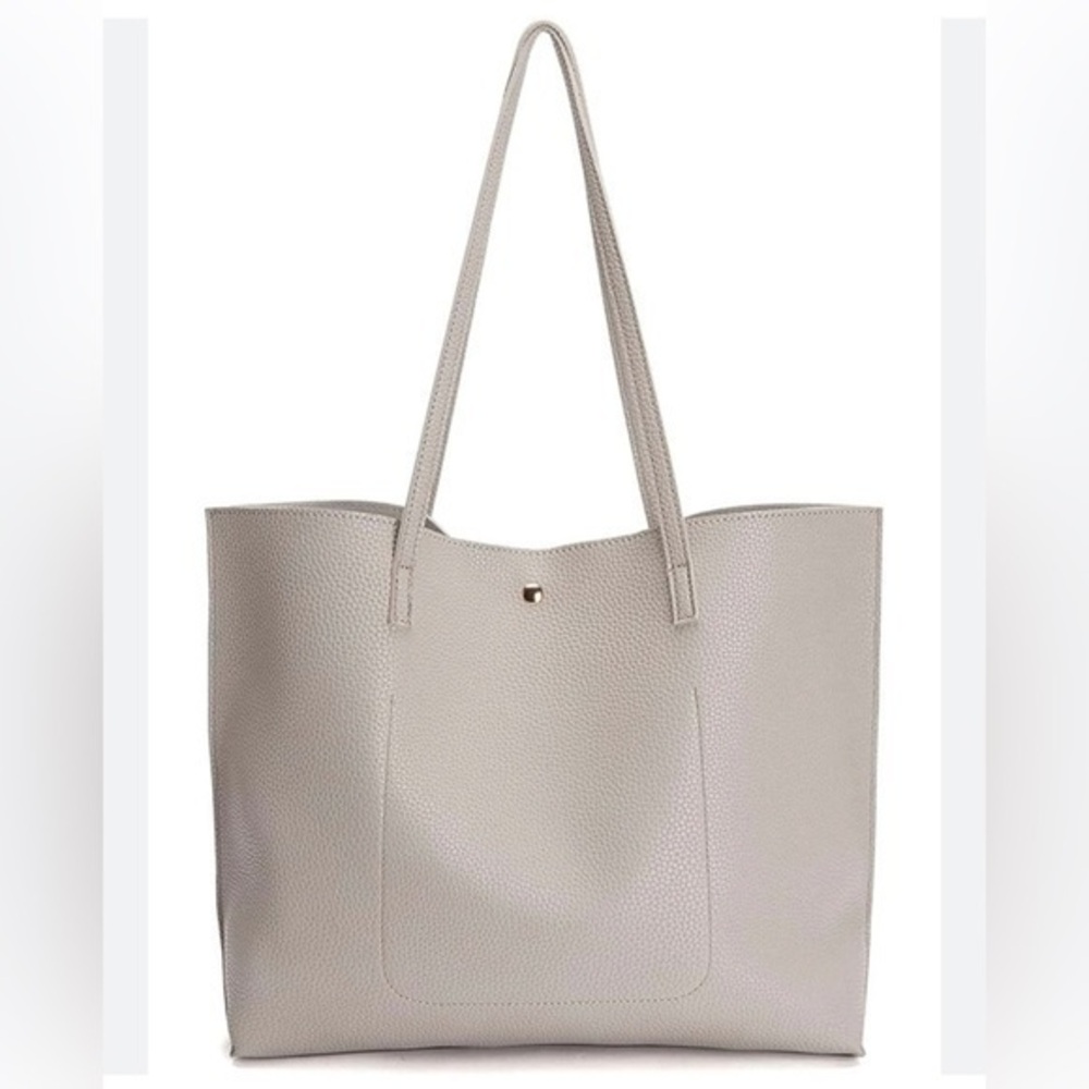 NEW Gray Faux Leather Hobo Purse Bag